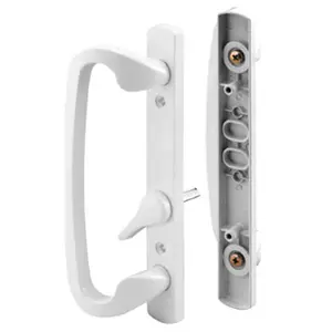 212 MAIN Sliding Type Patio Door Handle Set - Model 144078, White, Diecast Metal, Painted Finish, Sliding Door Hardware