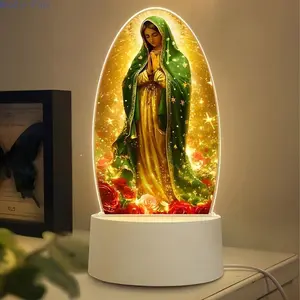3D LED Night Light Lamp Religious Inspired Figure Design, Soft Glow Decorative Desk Lamp for Home Bedroom Altar Style Decor, Gift for Mom Grandma, Warm Ambient Light Home Decoration