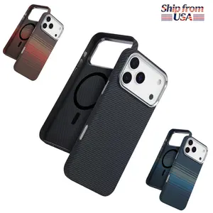 Carbon Fiber Texture Hard Thin Magnetic Cellphone Case, Premium MagSafe Cover for iPhone 12-16 & 17 Pro Max, Strong Magnet, Skin-Friendly Business Design, Metal Buttons, Camera Protector, Handheld Device Accessory