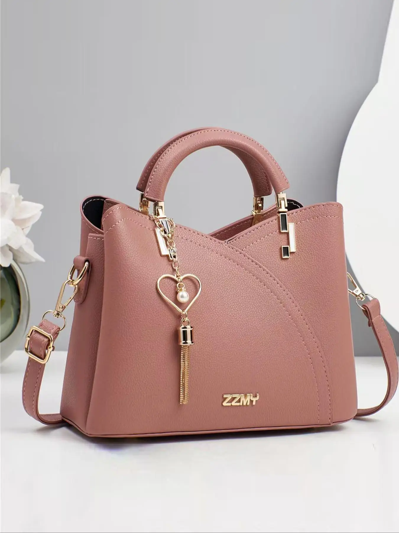 Women's Fashionable Solid Color Handbag, Casual Pu Leather Zipper Shoulder Bag for Daily Used, Trendy Versatile High-quality Daily Commuting Bag