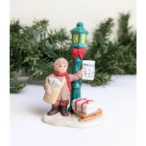 Vintage Colonial Christmas Village Paper Boy Figurine