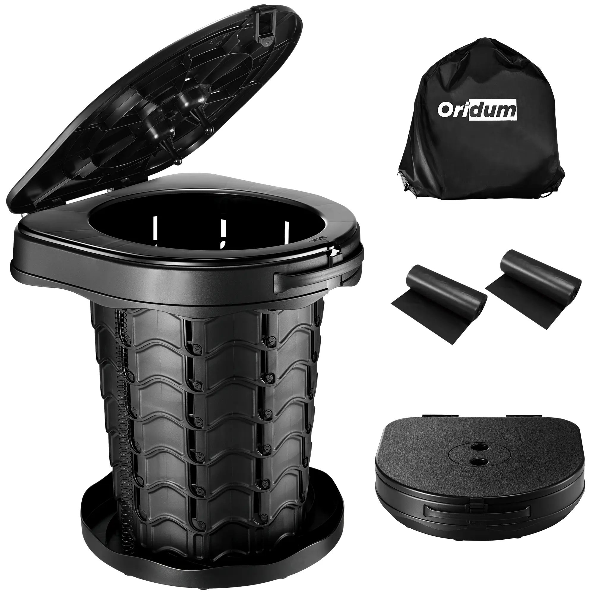 Camping Toilet, 2026 Upgrade Retractable Portable Toilet with Adjustable Height, Travel Toilet for Adults & Kids, Foldable & Portable Potty for Camping and Car Trips