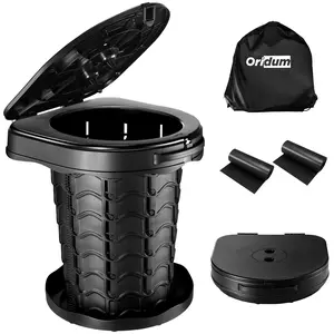Camping Toilet, 2026 Upgrade Retractable Portable Toilet with Adjustable Height, Travel Toilet for Adults & Kids, Foldable & Portable Potty for Camping and Car Trips