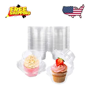 50 Pack Individual Cupcake Containers Plastic Cupcake Boxes Cupcake Holders