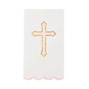 Petal Pink Cross Guest Towels