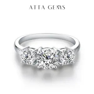 3 Stone Synthetic Moissanite Ring   for Women Birthday Gift Engagement Wedding Anniversary fine jewelry  SpringStatements