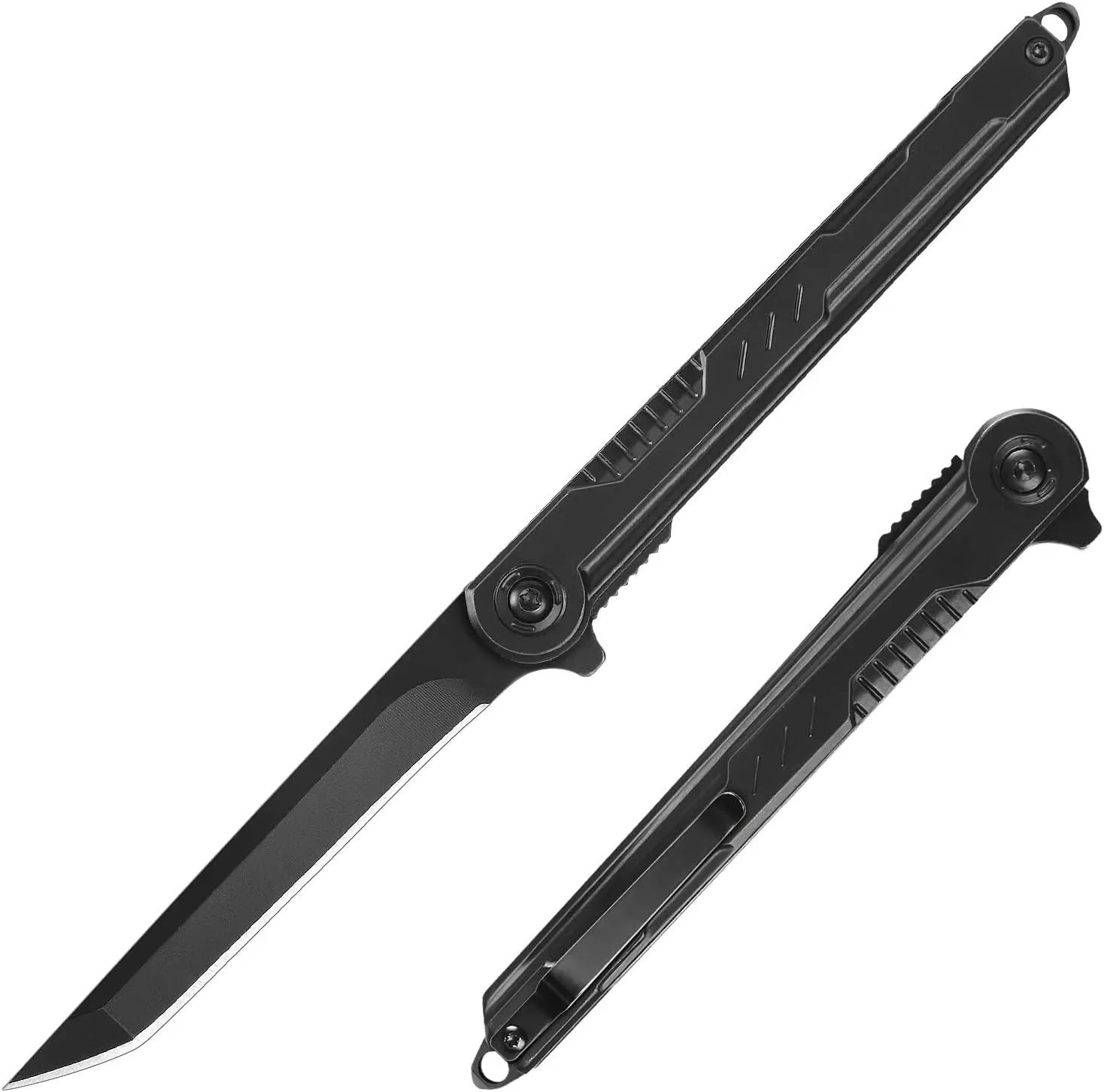 Rapid EDC Pocket Knife - 7CR13Mov Steel Tanto Blade, Slim Survival Knife with Clip and Liner Lock, Window Breaker - For Outdoor Camping