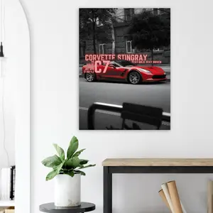 Corvette Stingray C7 Poster | Stay Bold, Stay Driven | Motivational Quote | Car Poster | Gift Ideas wall decor car lover Matte Ornaments