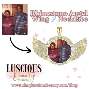 Rhinestone Angel Wing Customized Unisex Necklace with Chain mother day