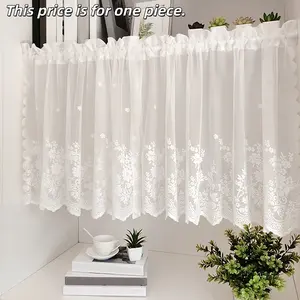 1PC Lace Floral Coffee Curtain, Simple Sweet Lace Mini Curtains, Window Drapery for Kitchen Restaurant, Door Decor, Cabinet Privacy