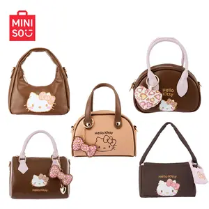 MINISO SR Family Leopard Print Bag Collection, Perfect Valentine's Day Gift, Chic Bowling Bag, Versatile Tote, Structured Boston Bag, Trendy Underarm Pouch & Compact Dumpling Bag, Fashion Daily & Travel Essentials
