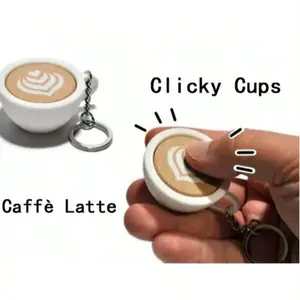 Cute 3D Coffee Cup Stress Relief Keychain, Portable Click Toy, Anxiety Relief, Focus Aid, Desk Decor, School, Office, Home, Travel, Gift