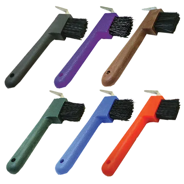 Hoof Pick with Brush / Plastic / Metal Pick / 7"