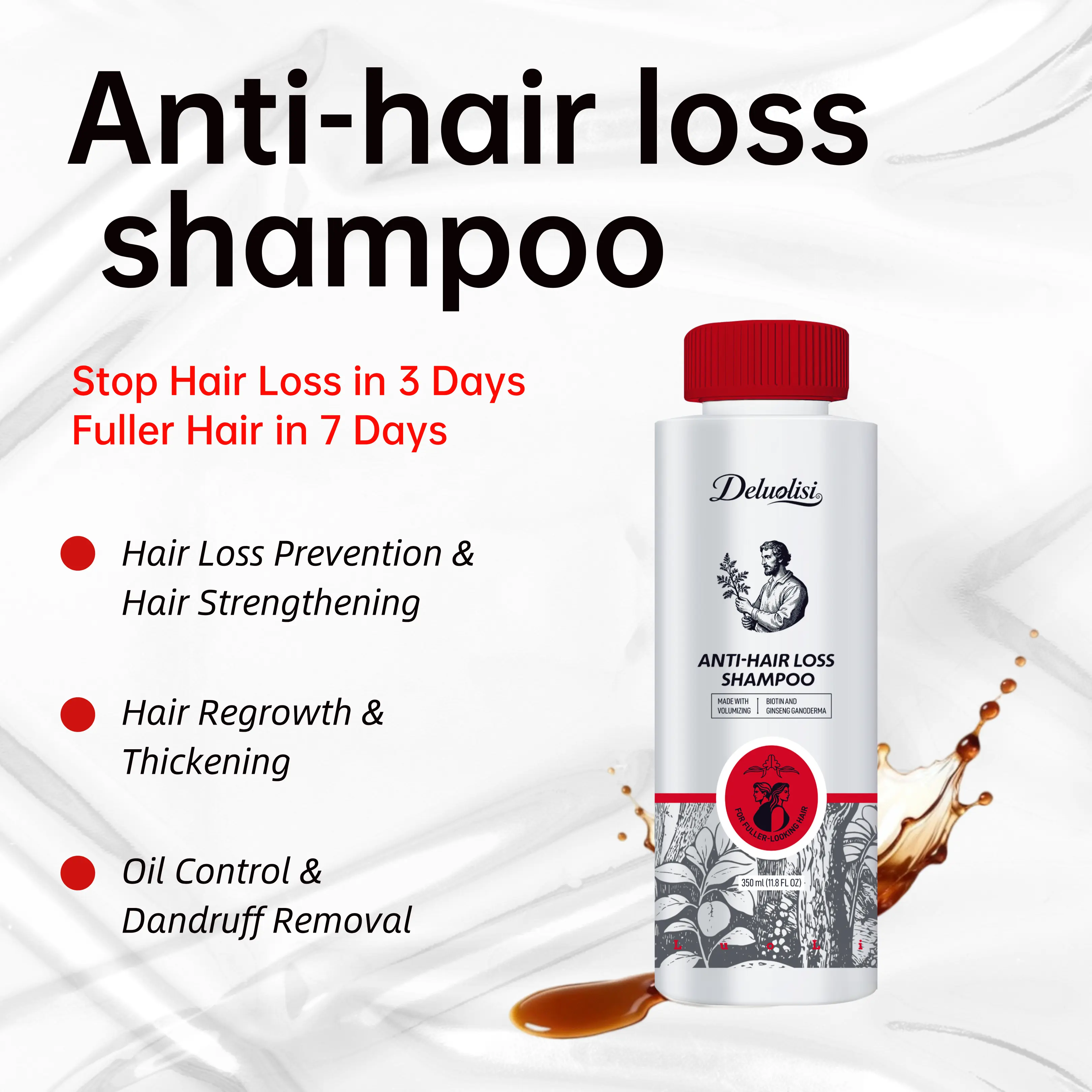 DeLuoLiSi Nourishing Sulfate-Free Shampoo - Naturally Derived Plant-Based Haircare, Unisex Squeeze Bottle for Dry & Normal Scalp, Strengthens Damaged Hair, Supports Frizz Reduction, Default Option