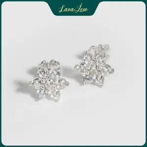 LavaJewelry Six Petal Flower Earrings, Flower Earrings, Silver Jewelry, 925 Silver Earrings for Women, Girls