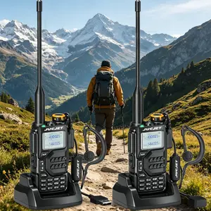 JUCJET UV-K5 Portable Walkie Talkie 1 Pack, Long Range Dual Band Two Way Radio with LED Light, Easy to Use Handheld Wireless Comms, Budget-Friendly Survival Gear for Backpacking Camping Hiking Outdoor Safety