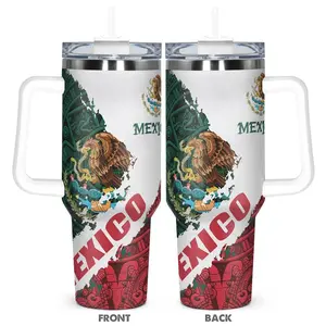 40oz Tumbler, 1pc Gift, Stainless Steel Cup, Insulated and Durable, Designs In The Style Of The Mexican National Emblem, Great Gifts For Families, Friends And Lovers Of Mexican Culture, Ideal for hot or cold beverages, Vacuum Insulated Tumbler