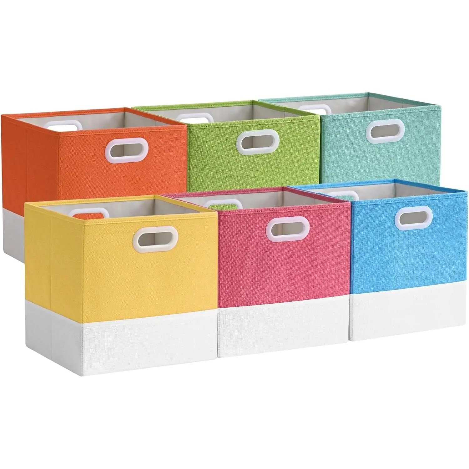 Storage Cube Bins | Macaron & White, 9.5“x9.5"x9.8", 6 Pack | Multi-Size | Ultra-Fine Fabric | Organizer Baskets for Shelf, Wadrobe, Closet | 10x10x10" Cube Insert Drawer