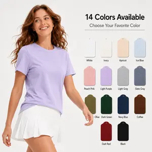 Women's Cotton Short Sleeve Crew Neck T-Shirt, Soft Breathable Casual Loose Fit Basic Tee, Lightweight Summer Top, Everyday Plain Tee for Women