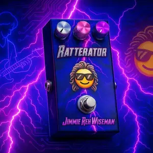 The Ratterator Distortion Pedal by Jimmie Rex Wiseman with Three Control Knobs and Cool Emoji Design for Full Frequency Domination