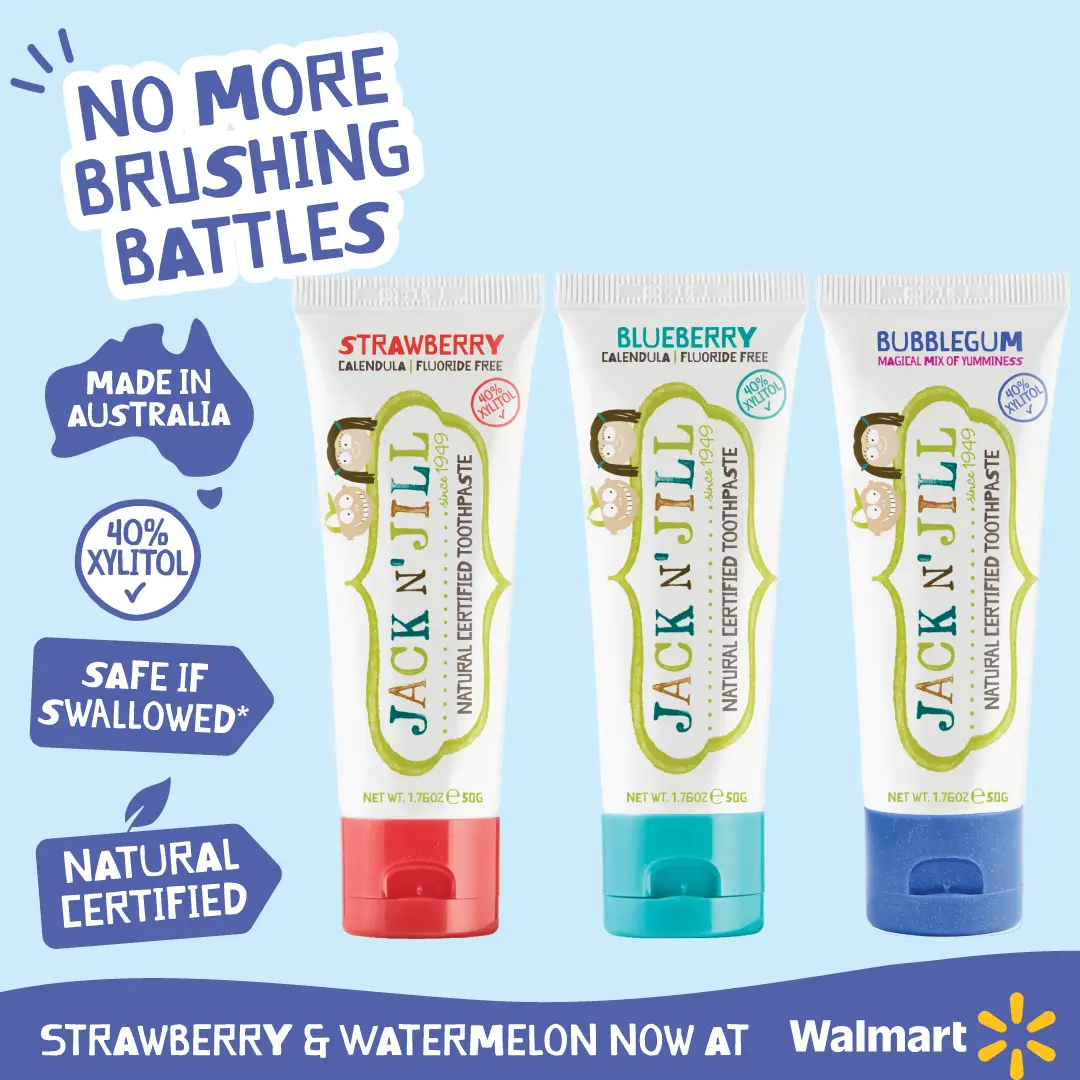 NEW! Three Pack Natural Certified Fluoride Free Baby and Kids Toothpaste: Strawberry, Blueberry and Bubblegum