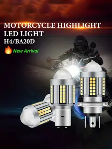 H4 LED Motorcycle Bulb, 3570 Csp Lens Design, & Options, Hi-Lo Beam Functionality, Universal Fit for Motorcycles/scooters, Led Headlights Bulbs, Multifunctional Headlights