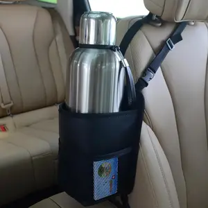 Large  Cup Holder Expander, Fits Large 24/36/40/46oz Water Bottles, Big Drinks Holder Bag- Universal Auto  for , SUV &  RV's Golf-carts (Black)