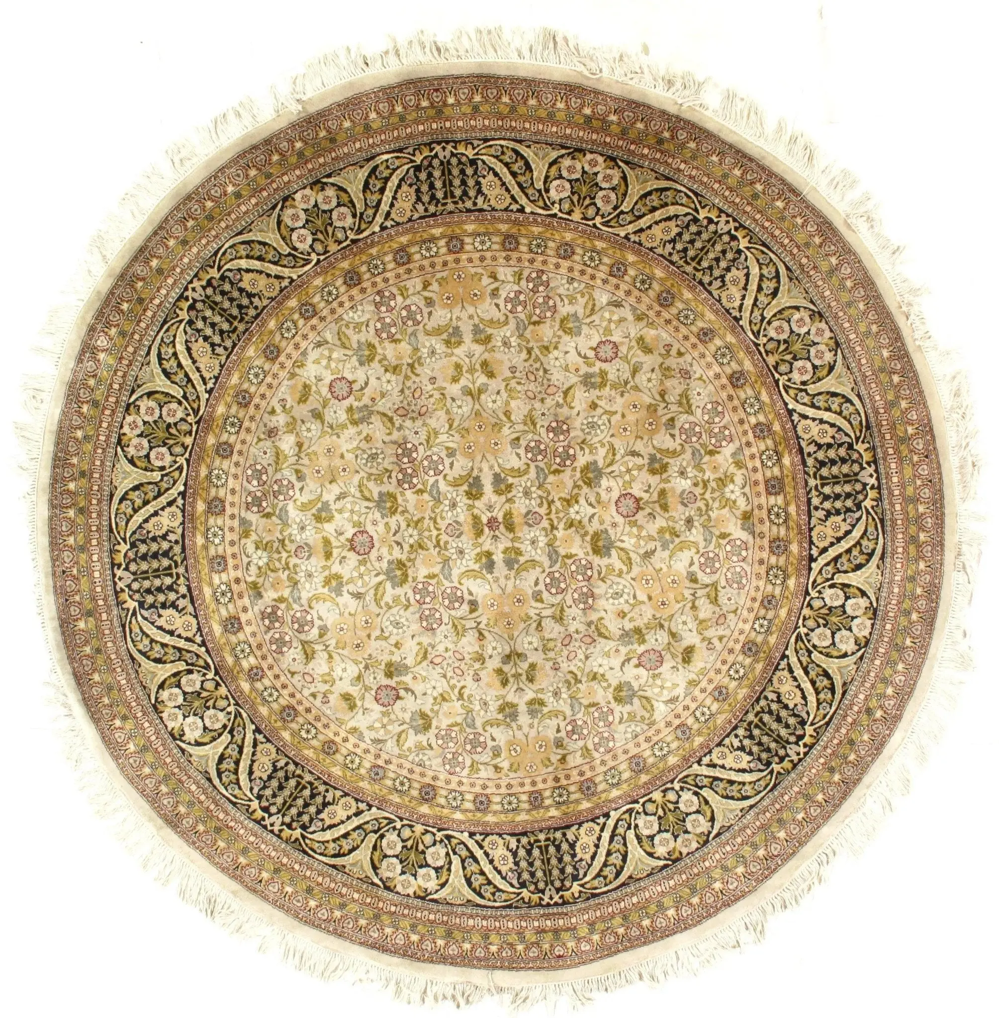 Canvello Ivory Tabriz Round Rug - 6' X 6'