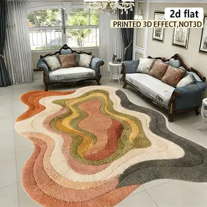 2D flat, irregular rug/carpet, colorful carpet design washable carpet, easy to clean, non-slip, fashionable doormat and carpet, suitable for living room, bedroom, kitchen, laundry room, spring and summer new products