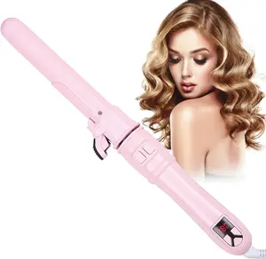 Rotating Curling Iron Barrel for All Hair Types Automatic Curling Iron with LCD Display Easy-to-use Curling Wand Long-lasting Salon-quality Curls and Waves - Heated Curler