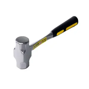 3-Pound Octagonal Hammer, Premium Carbon Steel Forged, One-Piece Design, Non-Slip Shock Absorbing Handle, Construction, Stone Breaking, Home Repair, Tool