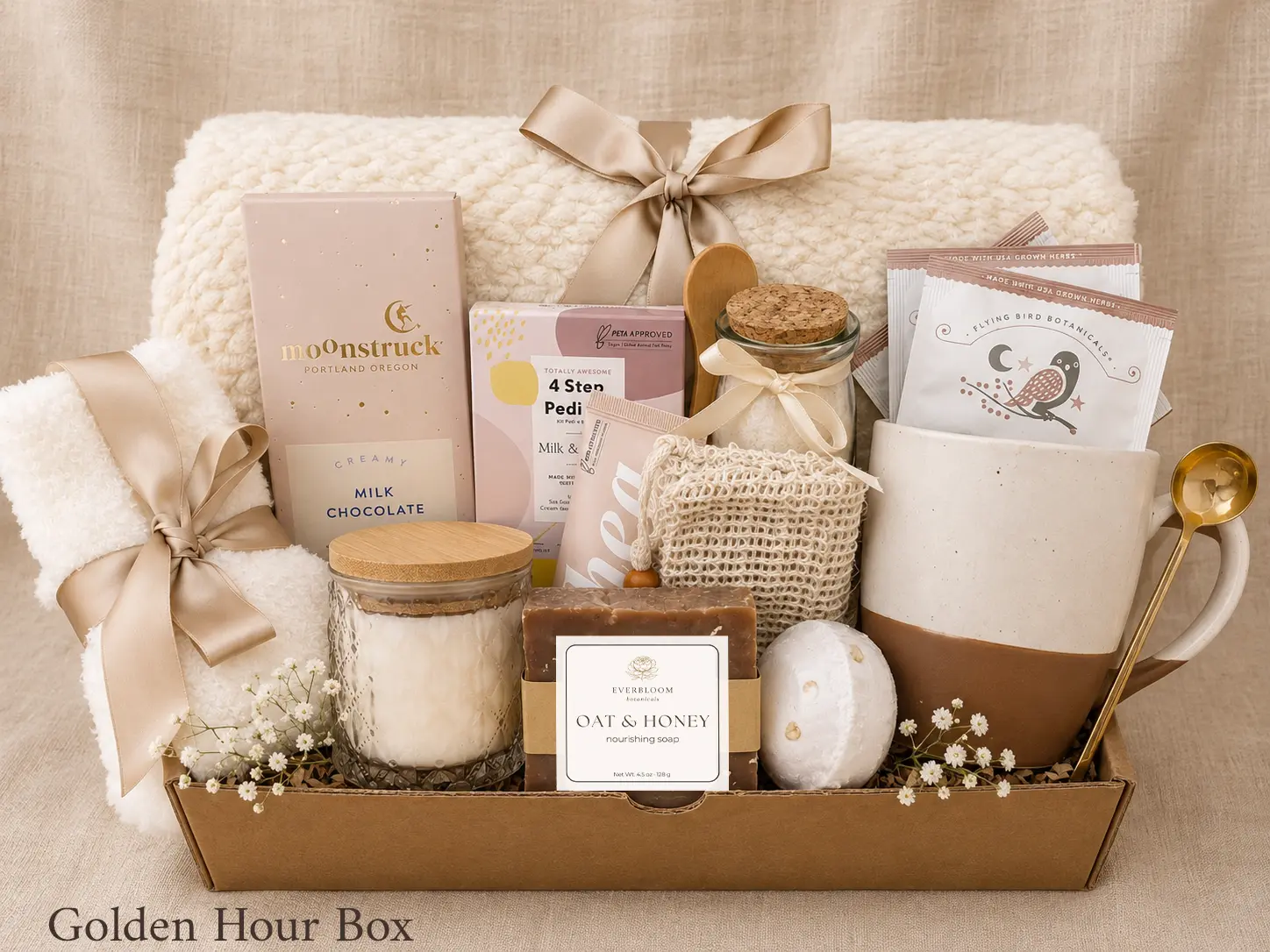 Retirement Gift Box for Women | Retirement Gift Basket with Throw Blanket, Spa, Candle, Tea & Treats