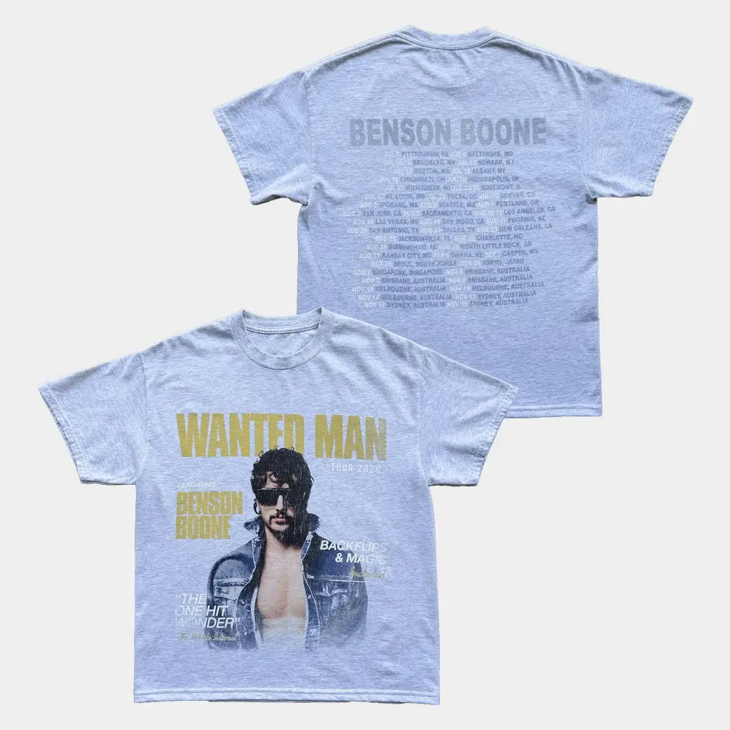 Benson Boone Merch 2026 Wanted Man Tour Dateback T-Shirt Benson Boone Tour Merch Fan Gifts HG