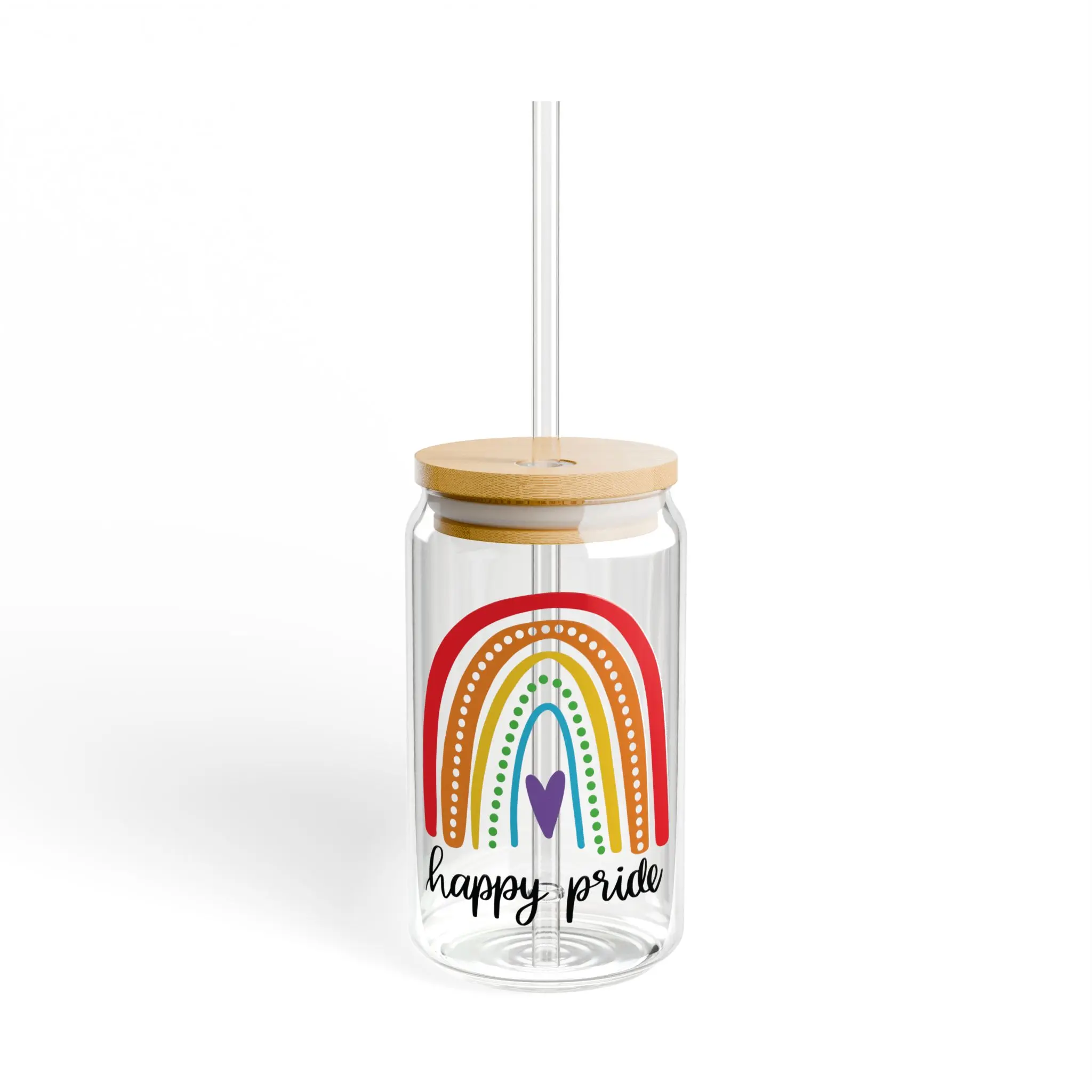 Pride Rainbow Sipper Glass, 16oz | Eco-Friendly Drinkware for Gifting, Summer Parties, Pride Celebrations, Home Decor, Fun Hydration