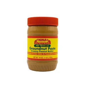 Groundnut Paste, 16oz (creamy peanut butter, groundnut butter, sauce d'arachide, nkate nkwan) Nina