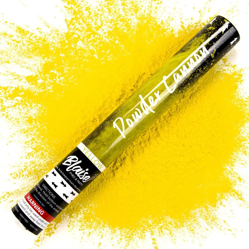 16-in Biodegradable Yellow Powder Cannon, Outdoor-Only Festive Party Supply for Celebrations, Celebrate