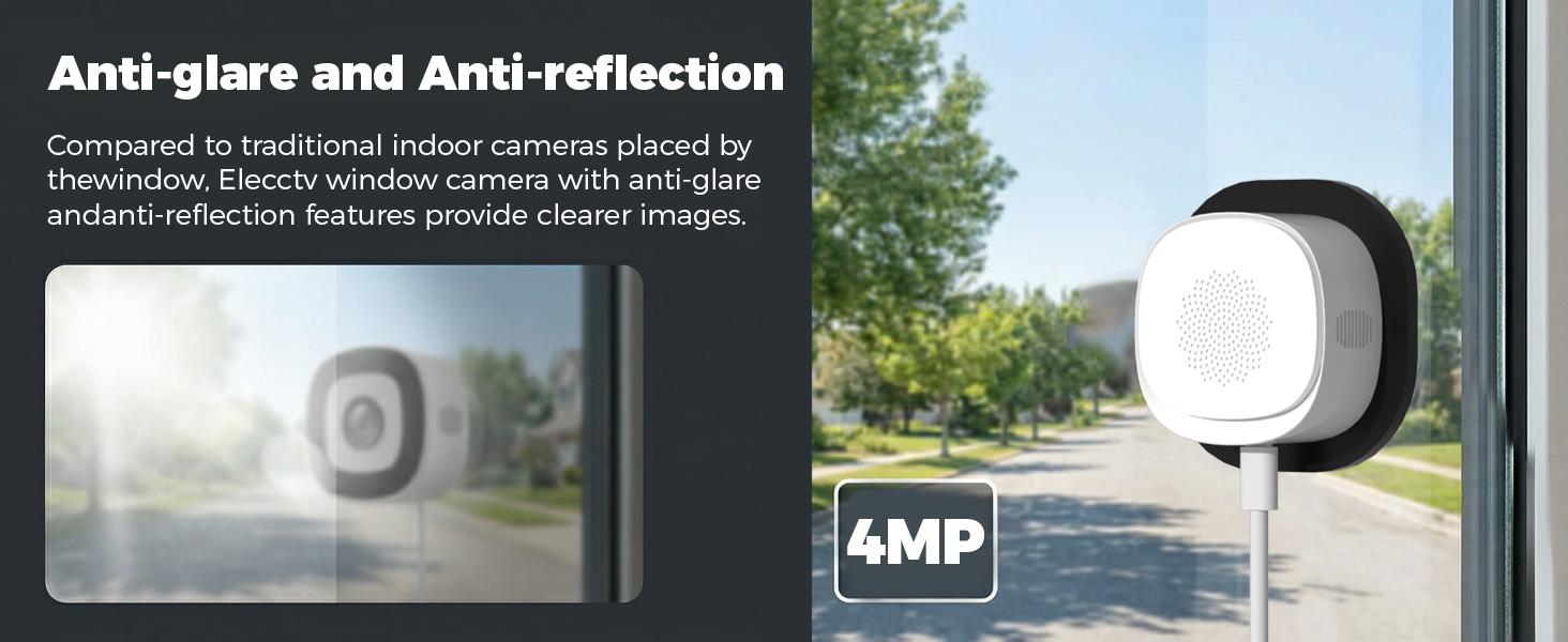Rraycom 4MP 2.5K window camera, 2.4 GHz & 5 GHz Wi‑Fi indoor cameras for home security with premium AI starlight full‑color night vision, person and motion detection, 24/7 recording, easy and quick installation