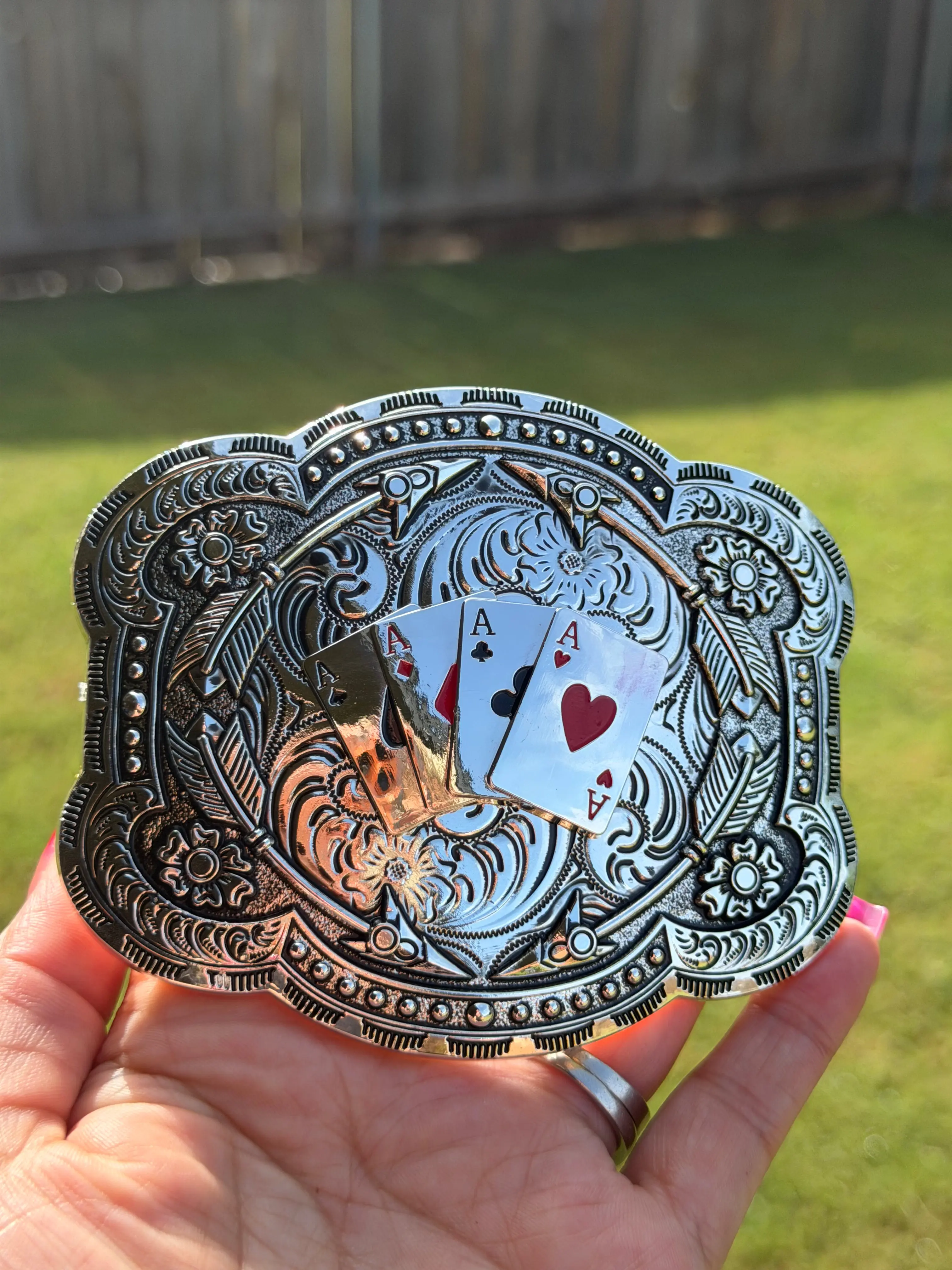 Poker Silver Belt Buckle
