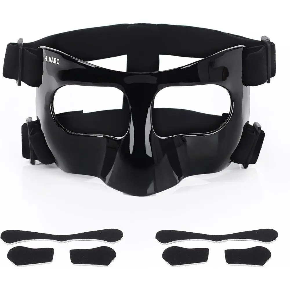 Unisex Adjustable Straps Sports Nose Guard - High-Strength Polycarbonate, Effective Shock Cushioning, Nose Cover, Protective Gear for Soccer, Basketball, Fits Most Kids & Adults