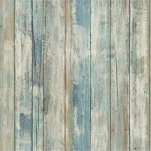 Roommates RMK9052WP Blue Distressed Wood Peel & Stick Wallpaper