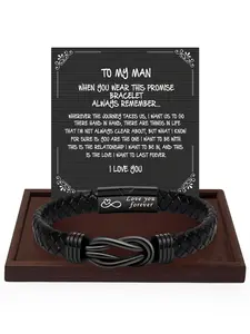 Men's Minimalist Knot Design Braided Bracelet with Gift Card, Fashion Jewelry for Party, Daily Clothing Decor, Trendy All-match & Exquisite Jewelry for Birthday Gift