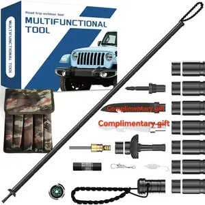 Thickened multi-functional aluminum hiking stick, sturdy and durable, easy to carry. Suitable for outdoor hiking or keeping as a backup in the car.