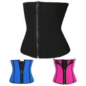 Womens Waist Trainer Corset with Zipper Sweat Waist Trimmer for Women Workout Belt Corset Shapewear, Women's Plain Zipper Waist Trainer