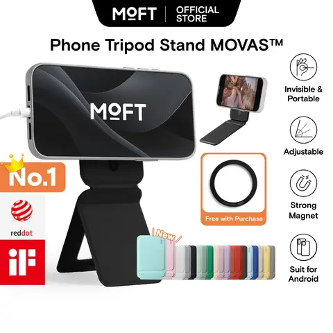 MOFT Leather Portable Magnetic Phone Tripod Stabilizer - MagSafe Compatible, Compact Cellphone Stand, Flexible Angle Adjustment, Mobile Adapter, Commute Vlogging Gear, Work Filming, Hands-Free Recording, for iPhone 12-18 Series & All Phones