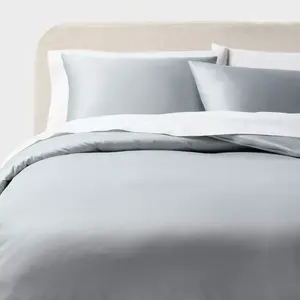 King Performance Sateen Duvet Cover and Sham Set Light Gray - Threshold