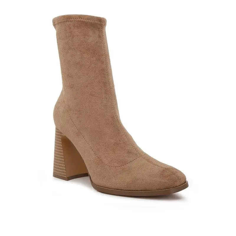 Aandid High Ankle Flared Block Heel Boots