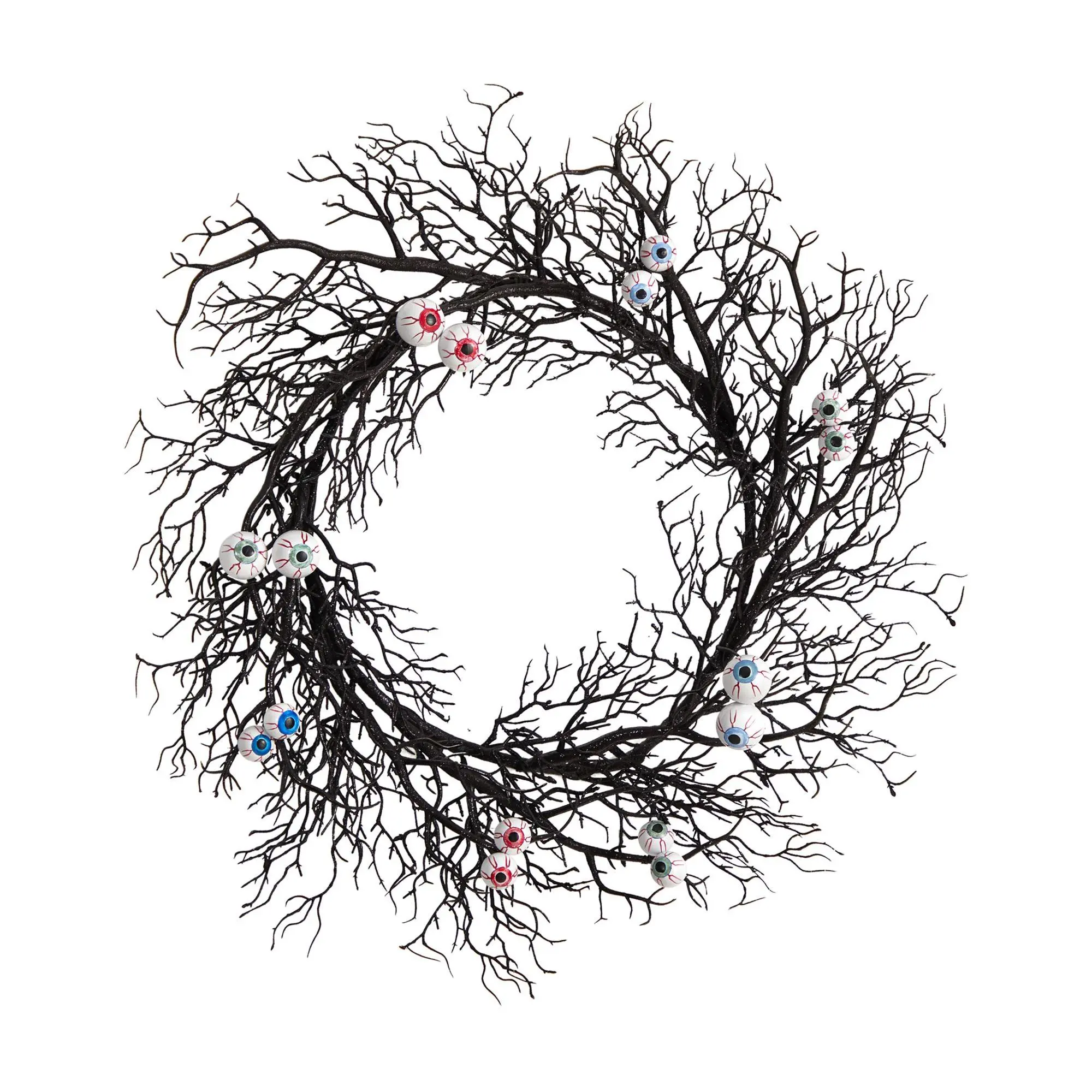 Nearly Natural 30" Halloween Gazing Eyeballs Twig Wreath