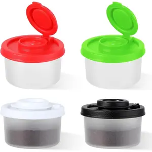 4 Pieces Mini Moisture Resistant Salt and Pepper Shakers Set Plastic Transparent Seasoning Dispenser Bottles with Sealed Lids for Travel Outdoor Camping Picnics