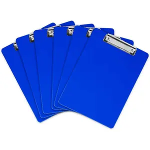 Blue Plastic Clipboard with Low-profile Clip (Pack of 6)-Letter-size Clipboard Blue with Flat Clip, A4-size Acrylic Clipboard for Boys and Girls | Cute Aesthetic College & Back-to-school Supplies