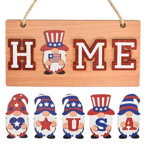 Wooden Hanging Ornament, 1 Set Including 6 Dwarfs & 1 Panel, Home Decor for Living Room Bedroom Door, Hangable